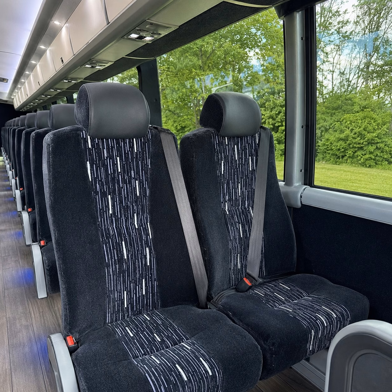 irving charter bus rental interior
